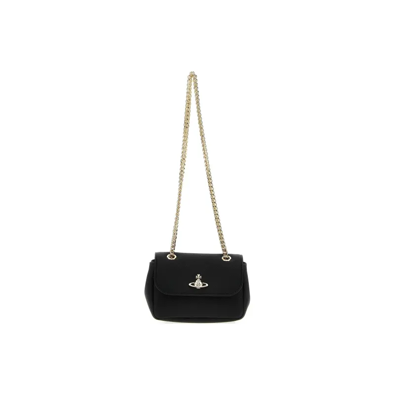 Vivienne Westwood Saffiano Leather Shoulder Bag Crossbody Bag Women's Black-0