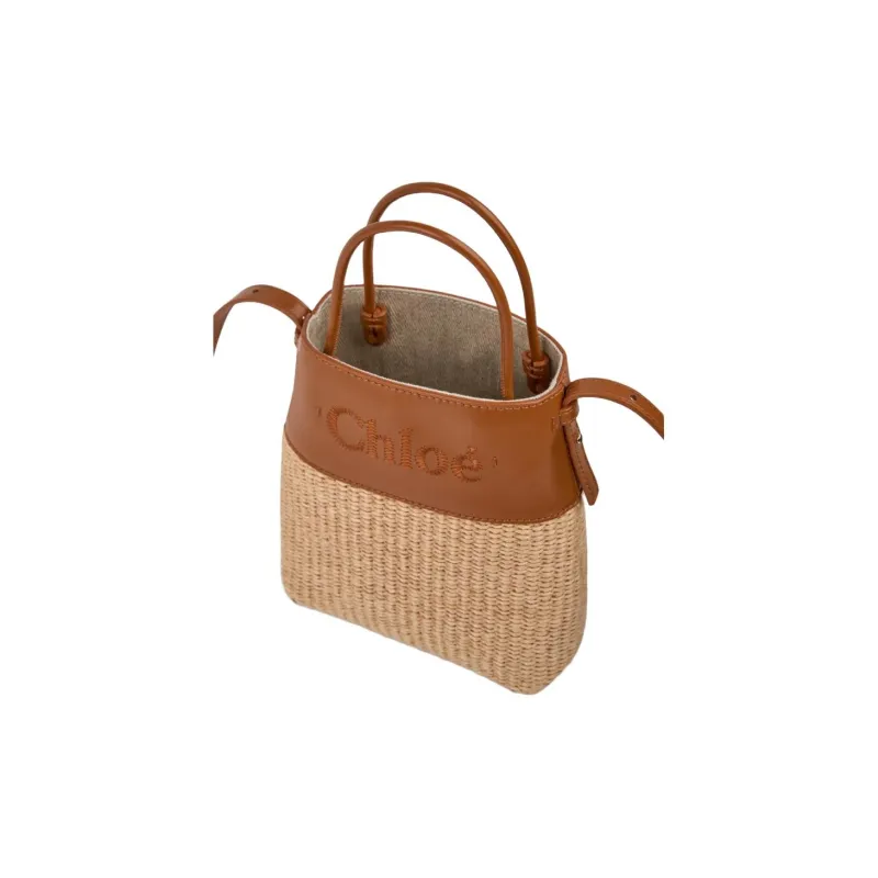 Chloe Calfskin Tote Bag, Shopping Bag, Shoulder Bag, Handbag Mini Women's Caramel-3