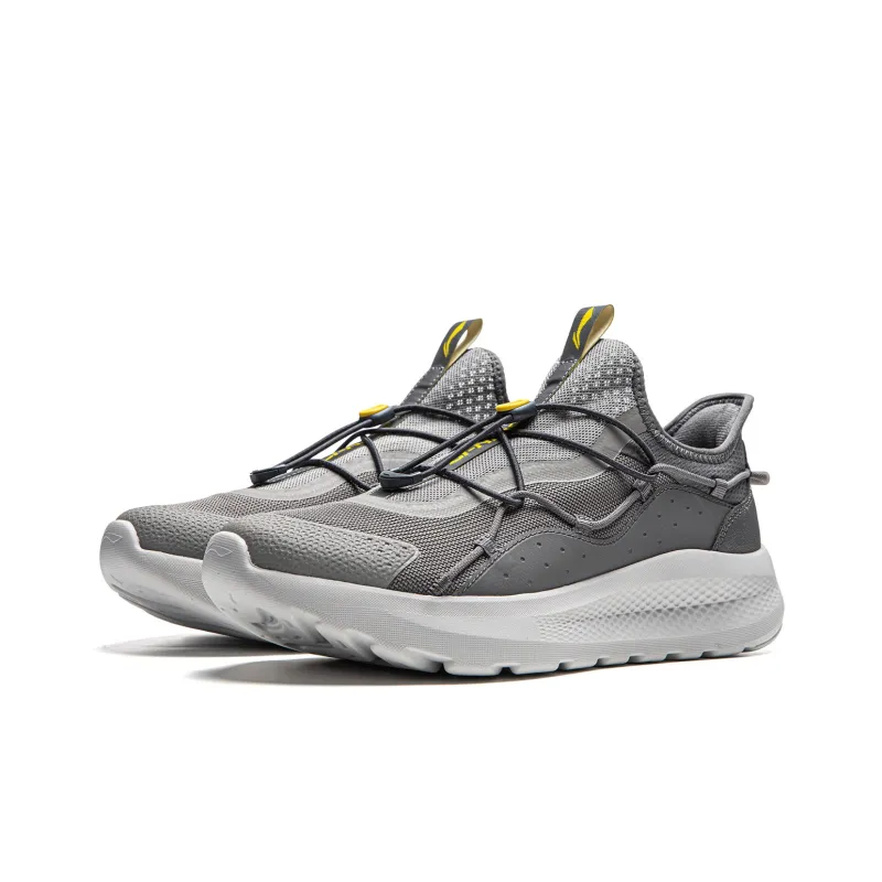 LiNing Cloud Ease Slip On Non slip Wear resistant Shock Absorption Low Top Casual Shoes Men's Shadow Gray-2