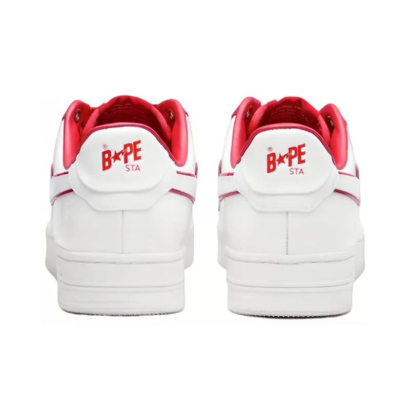 A BATHING APE Bape Sta Patent Leather White Red-2
