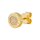 Gold Moldavite Stud Earrings, Single
