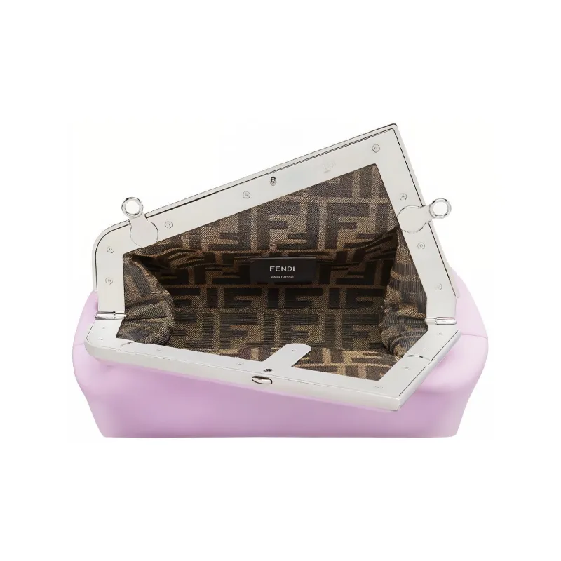 FENDI Leather One Shoulder Crossbody Clutch Trumpets Women's Light Purple-3