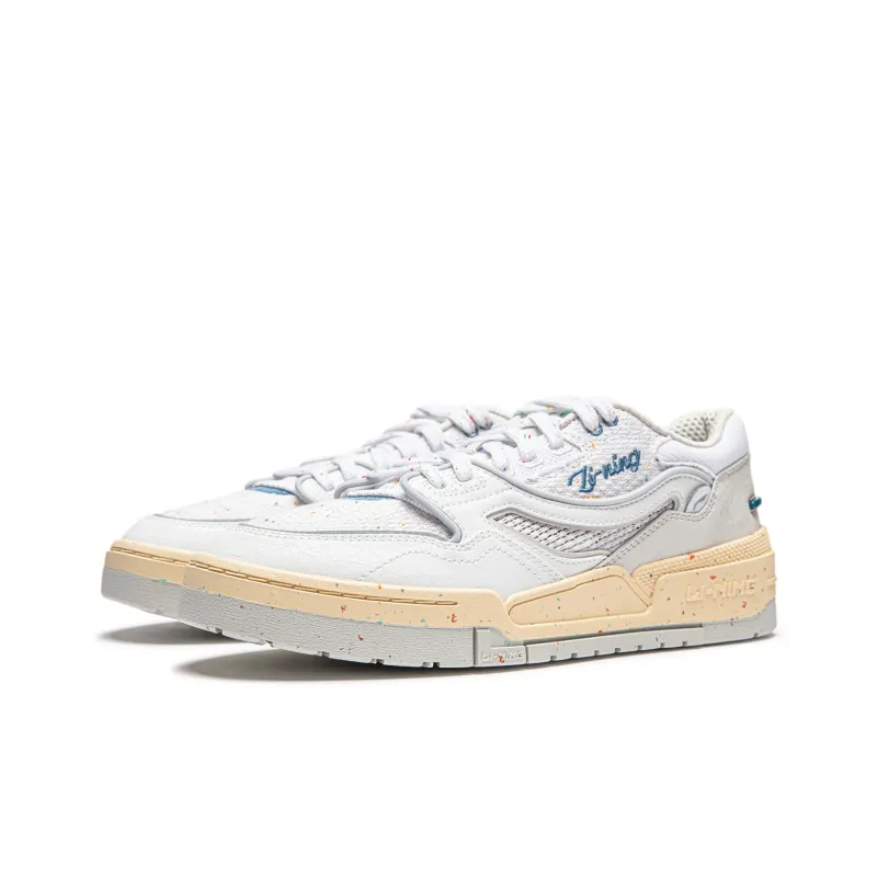 LiNing 001 BTC Slip Resistant Cushioning Wear Resistant Support Low Top Skateboard Shoes Men's Standard White-2