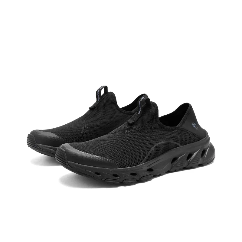 QIAODAN Lightweight Quick Dry Slip Resistant Low Top Running Shoes Men's Black Blue-3