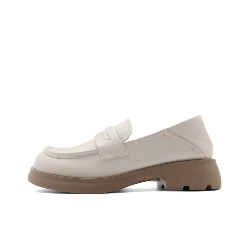 BELLE Loafers 3.5CM Women's Black Beige Brown-12