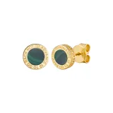 Gold Malachite Stud Earrings, 1 Pair