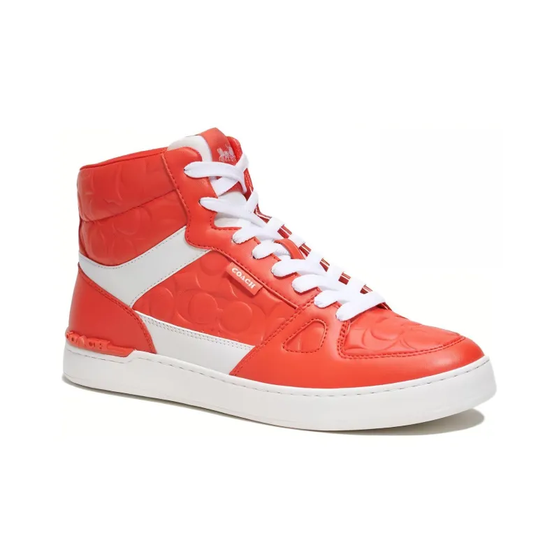 COACH Clip High Top Skateboard Shoes Men's Orange-2