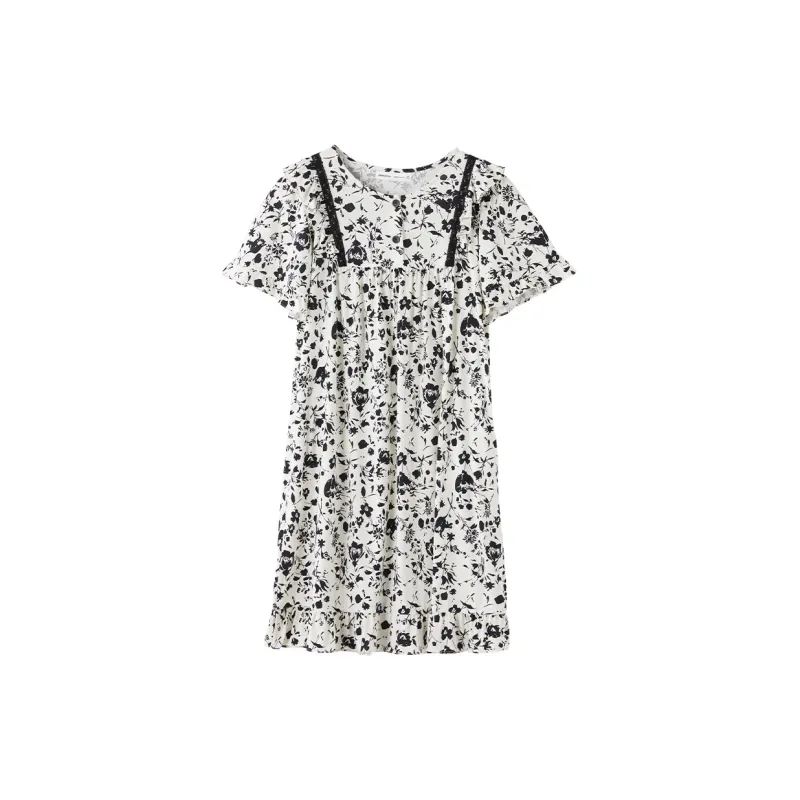 QINZUIMAO Short Sleeved Nightgowns Women's Matcha-0