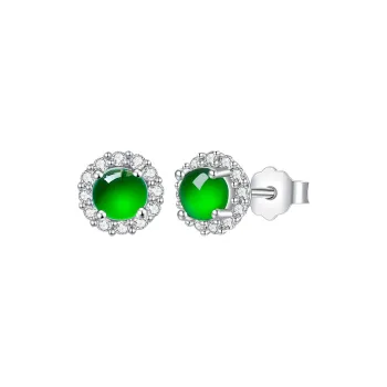 Princess Cui Chalcedony Jade Stud Earrings Women's
