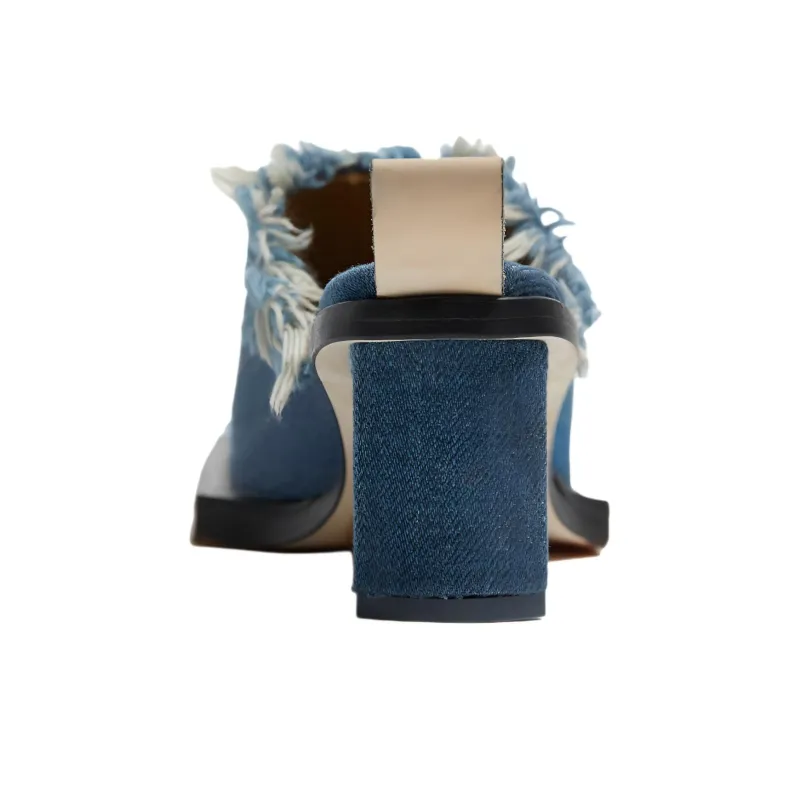 MIISTA Slide Slippers 6cm Women's Blue-3