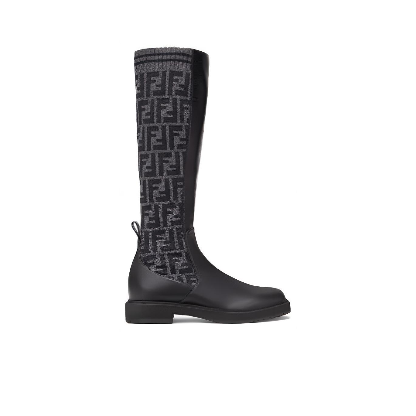 FENDI Rockoko Knee high Boots Women s Black POIZON