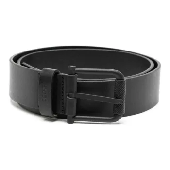 HUGO BOSS Logo Embossed, Pin Buckle Leather Belts Men's Black Width  3CM