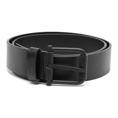 HUGO BOSS Logo Embossed, Pin Buckle Leather Belts Men's Black Width  3CM