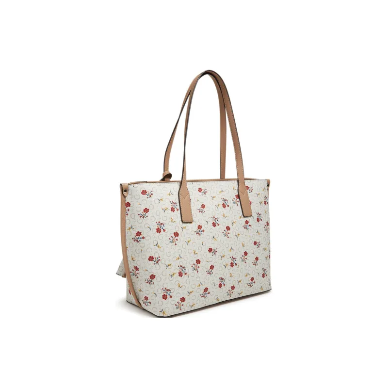 GUESS Artificial Leather Tote Bag, Shopping Bag, Shoulder Bag, Handbag Women's White & Multicolor-1