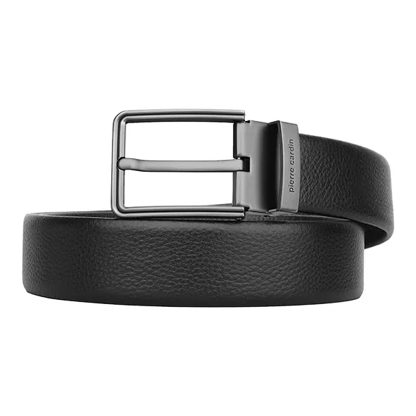 PIERRE CARDIN Top Grain Cow Leather Belts Men's Black 3.8cm-7