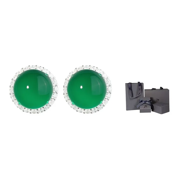 7℃ Jade Stud Earrings Women's-1