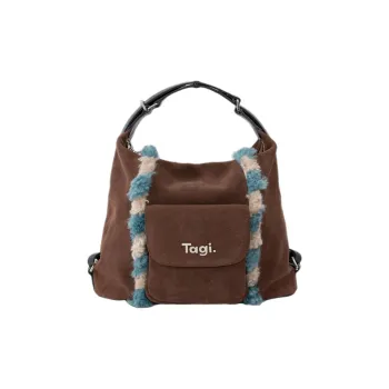 Tagi. Suede Lambswool 3-in-1 Bag Shoulder Bag Crossbody Bag Handbag Backpack Medium Size Unisex Sea Salt Sand Dune