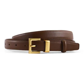 Old Man's Head Minimalist Style Slimming Versatile Slimming Top Grain Cow Leather Leather Belts Women's Black 2.4cm