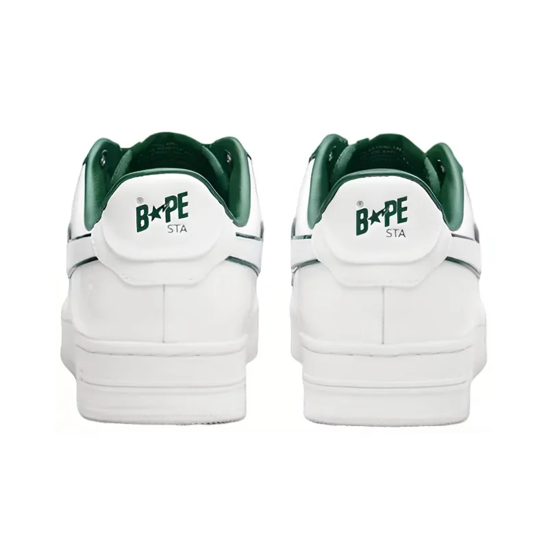 A BATHING APE STA Stylish Skateboarding Shoes Women's White Green-2