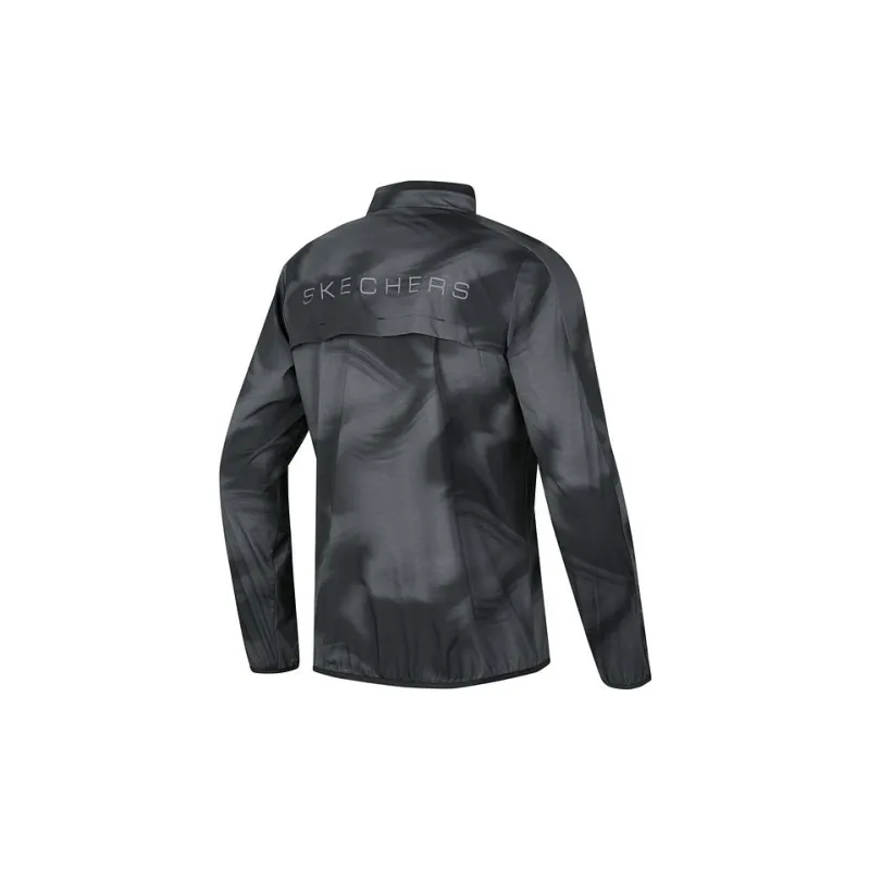 Skechers Jackets Coats Men's Black Gray Ink All Over Print-1