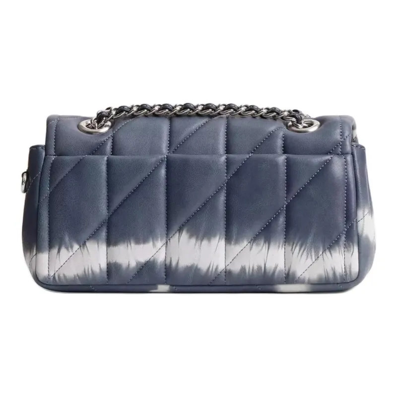 COACH Tabby Nappa Leather Shoulder Bag, Crossbody Bag Trumpets Women's Silver & Midnight Marine Blue Multicolor-2