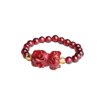 Wanshu Reconstructed Cinnabar Jade Rings Women's