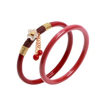 ZHOUBAIFU Reconstructed Cinnabar Jade Bangles Women's