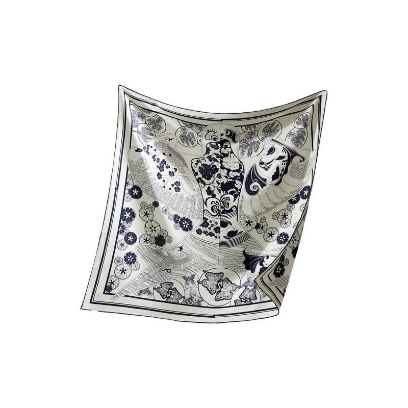 WENSLI Silk Scarves Women's Fly Flower Decree-0