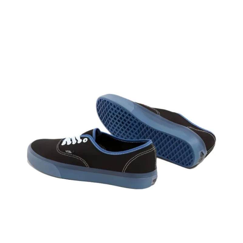 Vans Authentic Anti Slip Wear Resistant Low Top Skateboard Shoes Unisex Black Blue-3