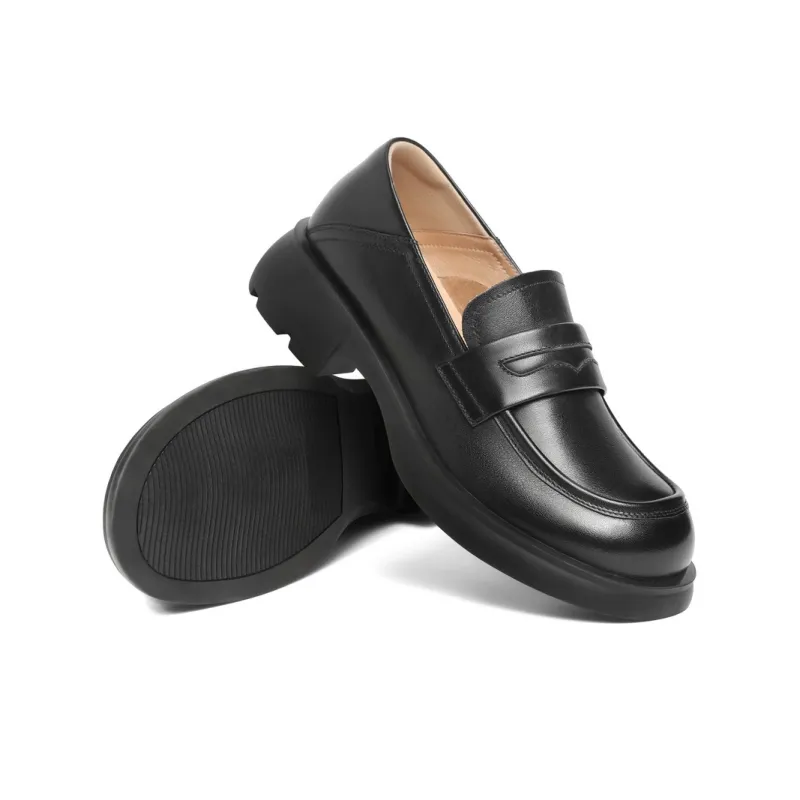 BELLE Loafers 3.5CM Women's Black Beige Brown-10