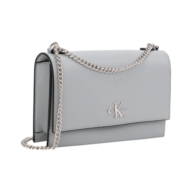 CALVIN KLEIN Blended Material Crossbody Bag, Shoulder Bag Women's Gray Blue-2