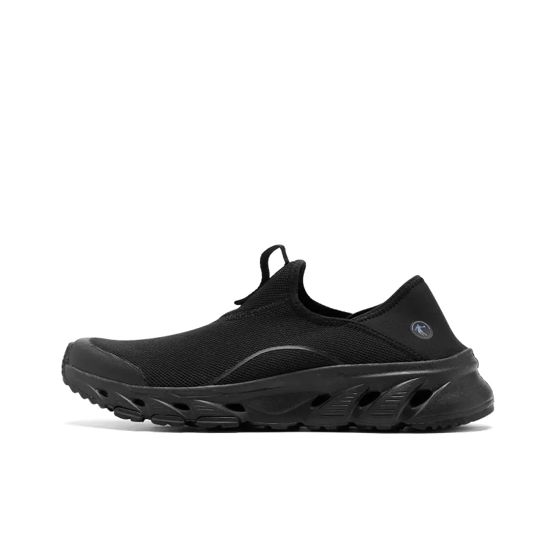QIAODAN Lightweight Quick Dry Slip Resistant Low Top Running Shoes Men's Black Blue-0