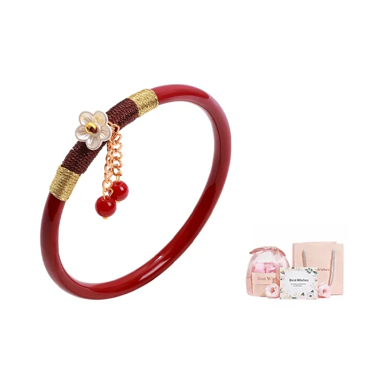 ZHOUBAIFU Reconstructed Cinnabar Jade Bangles Women's-6