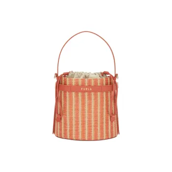 Furla Raffia Bucket Bags Shoulder Bag Crossbody Bag Handbag Mini Women's Pink