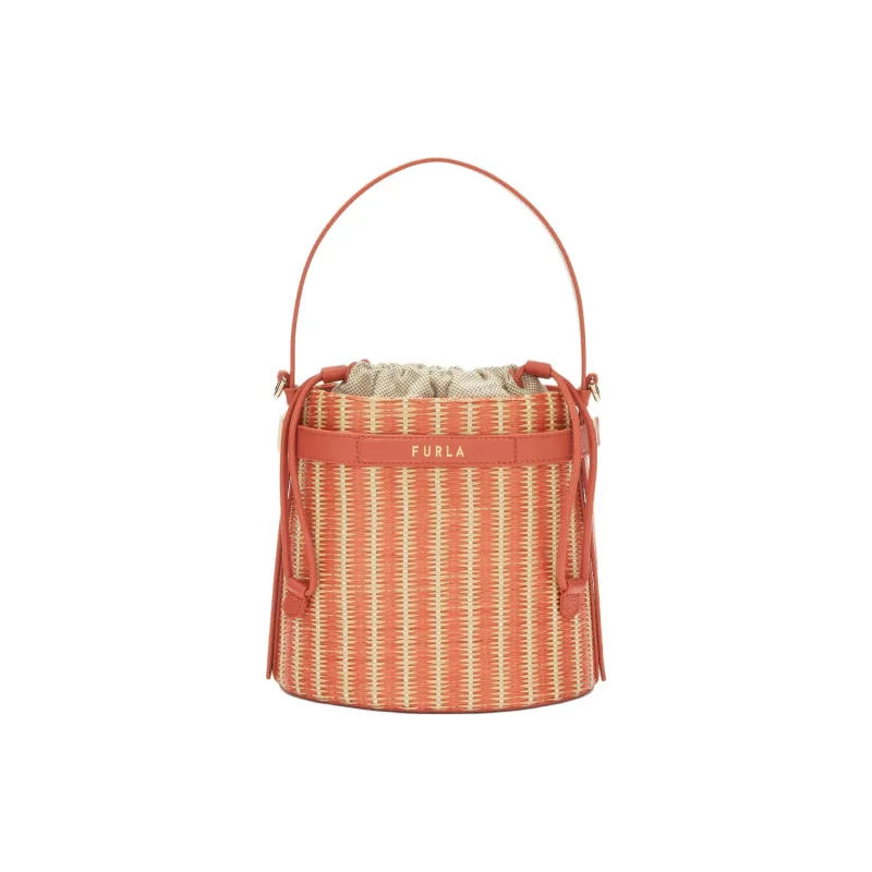 Furla Raffia Bucket Bags Shoulder Bag Crossbody Bag Handbag Mini Women's Pink-0