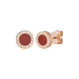 Rose Gold Red Agate Stud Earrings, 1 Pair