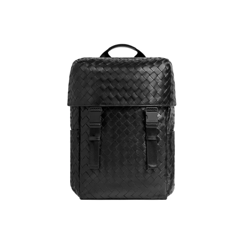 Bottega Veneta Intrecciato Calfskin Backpack Men's Black & Matte Black-0