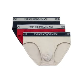 EMPORIO ARMANI Logo jacquard Cotton Briefs Pack Of Three