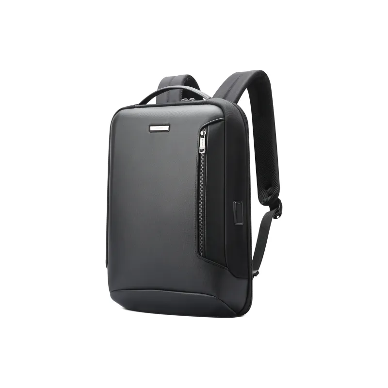 BOPAI Fabric Synthetic Leather Backpack Regular Unisex Black-1
