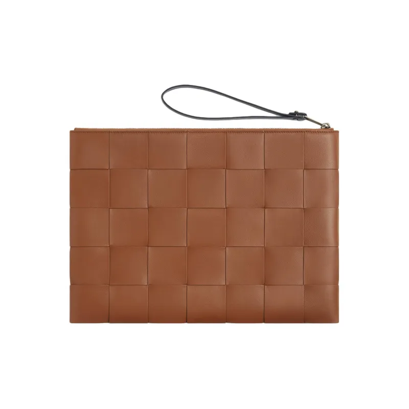 Bottega Veneta Calfskin Clutch Large Size Men's Brown-2
