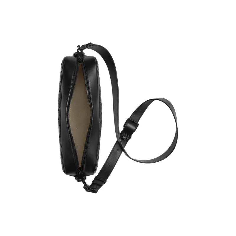 Bottega Veneta Intrecciato Calfskin Shoulder Bag, Crossbody Bag Medium Size Men's Matte Black-3