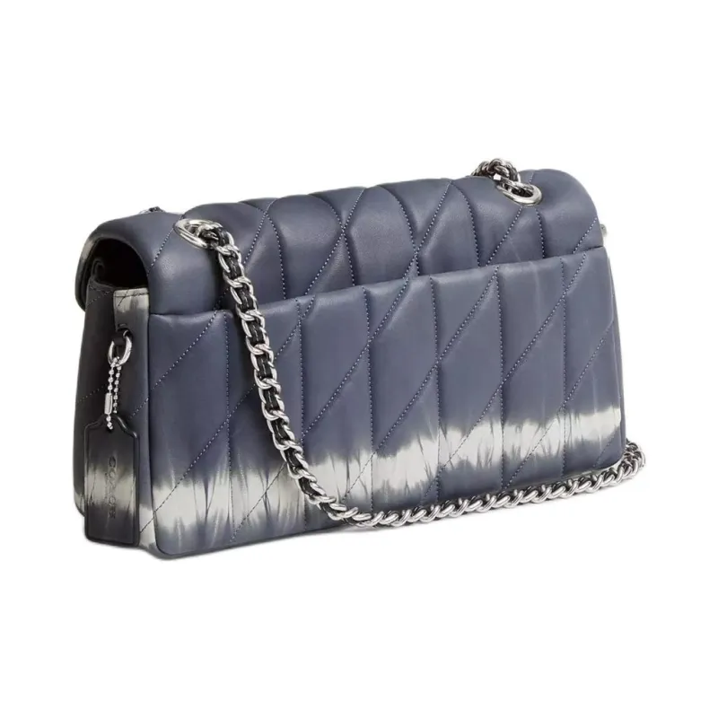 COACH Tabby Nappa Leather Shoulder Bag Crossbody Bag Medium Size Women's Silver & Midnight Navy Multicolor-1