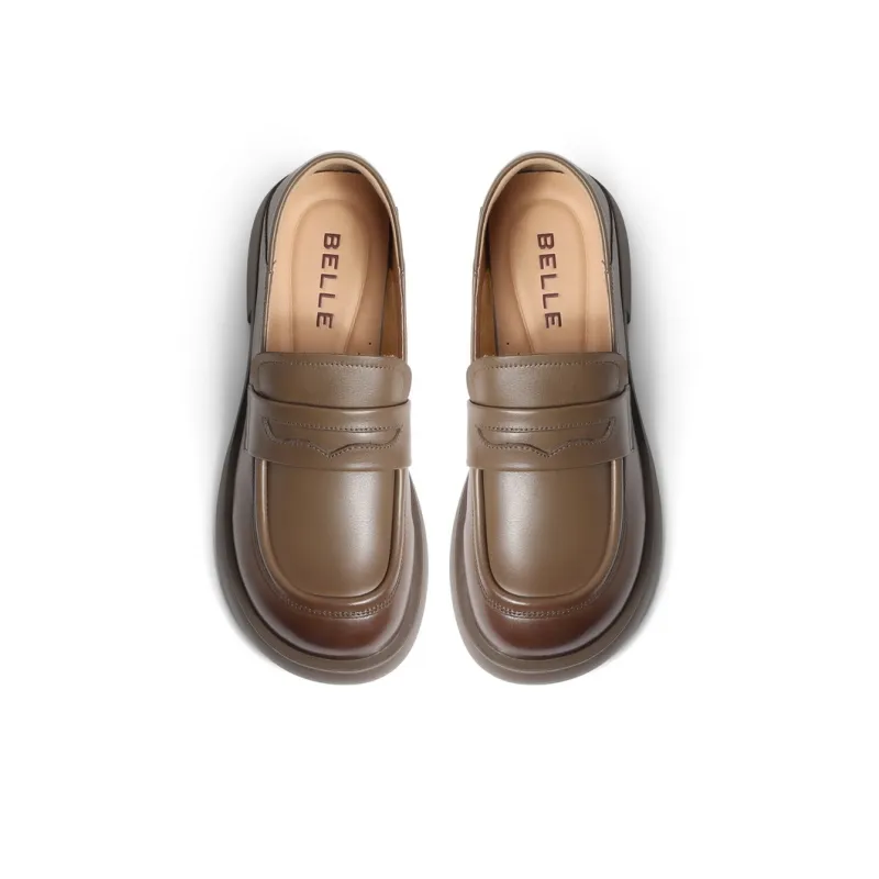 BELLE Loafers 3.5CM Women's Black Beige Brown-2
