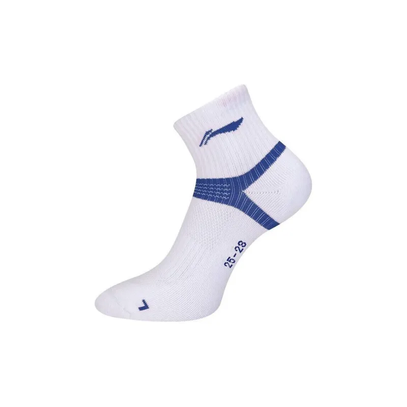 LiNing Badminton Series Mid Calf Socks Unisex Combo Set White Blue-0