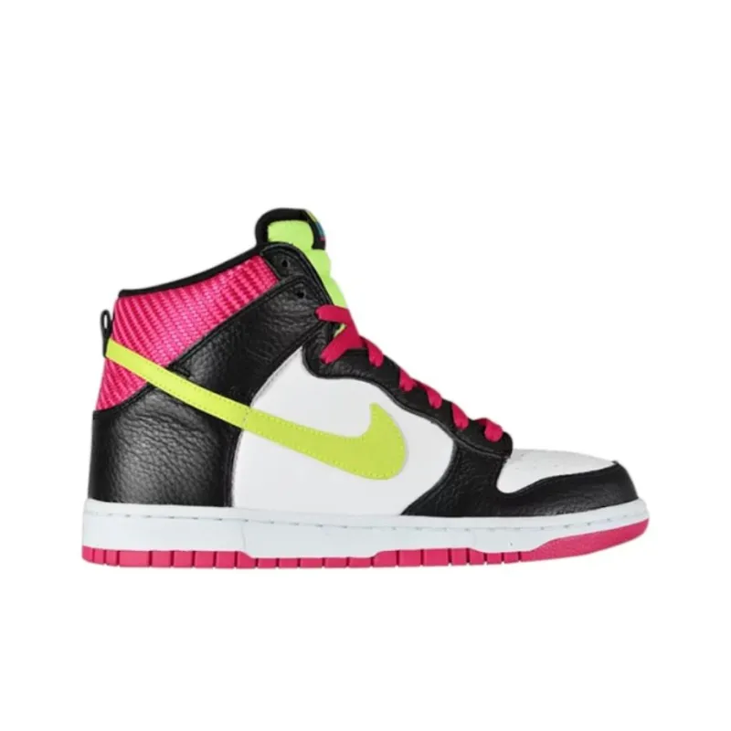 Nike Dunk High Basketball White/Black/Fireberry/Volt-1