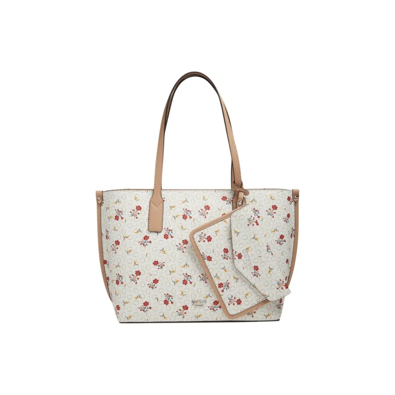 GUESS Artificial Leather Tote Bag, Shopping Bag, Shoulder Bag, Handbag Women's White & Multicolor-0