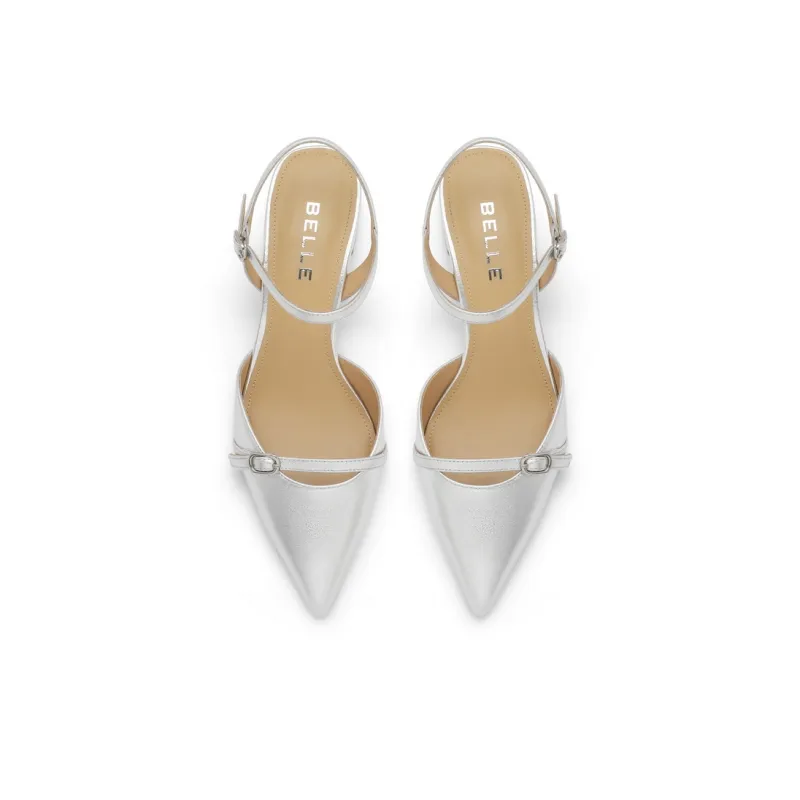 BELLE Casual Single Shoes 5CM Women's Apricot Beige Silver Gold-2