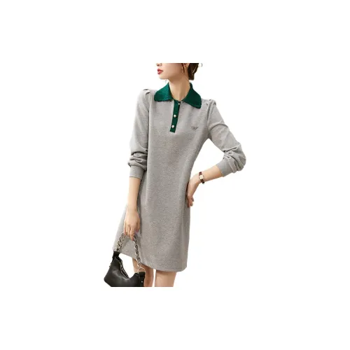 SENTUBILA Long-Sleeved Dresses Women's Heather Gray