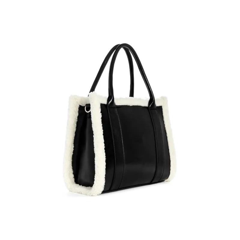 GUESS Artificial Leather Tote Bag Shopping Bag Shoulder Bag Crossbody Bag Handbag Women's Black-1