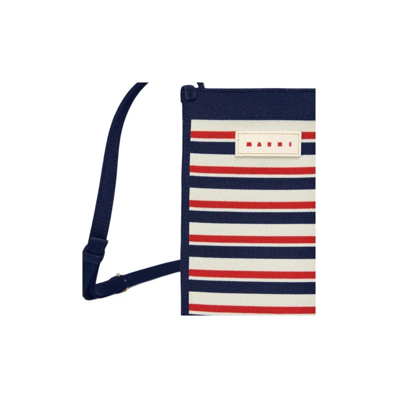 MARNI Polyester Crossbody Bag Shoulder Bag Women's White & Red & Marine Blue-4